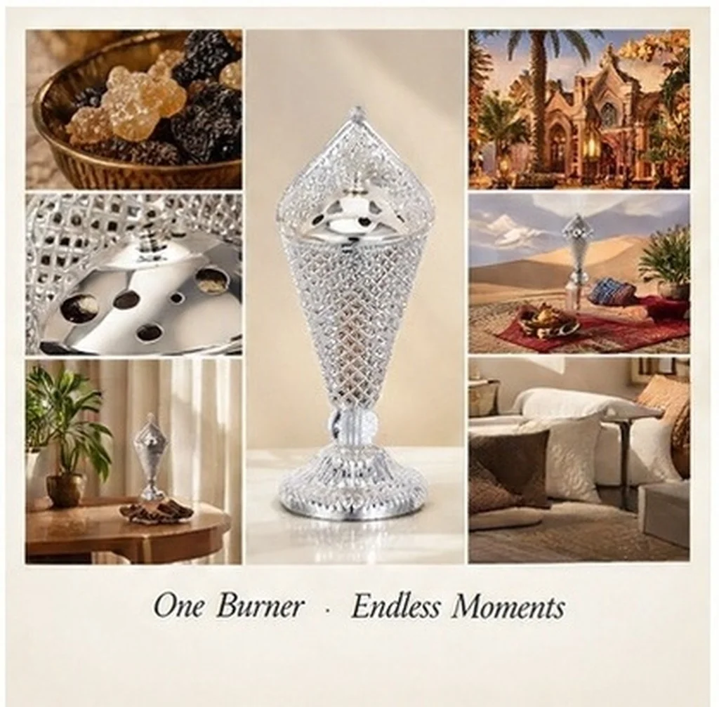 Arabic Electric Incense Burner Vintage Mabkhara Plug in Bakhoor Heater for Home Frankincense Oud Resin Meditation Yoga Spa