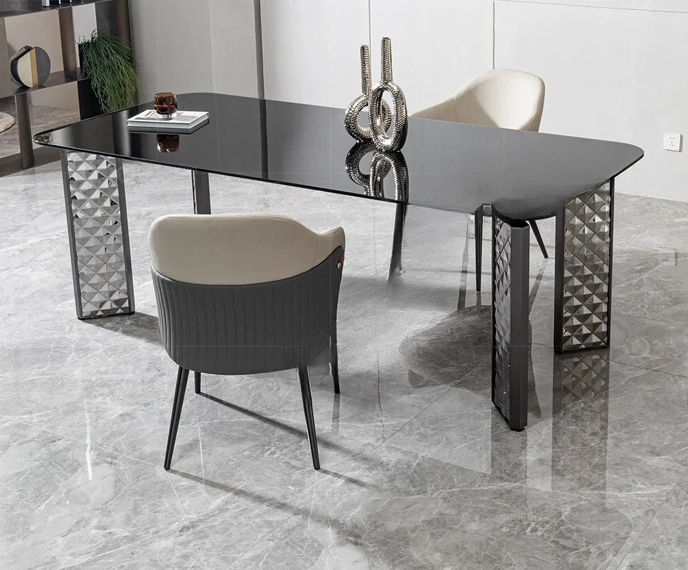 

Modern simple light luxury dining table square table high-end home dining table and chair combination