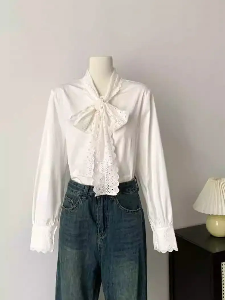 

Fashionable Knot Long Sleeve Shirt Versatile Design Elegant Top Women's Premium Clothing Stylish Trendsetter