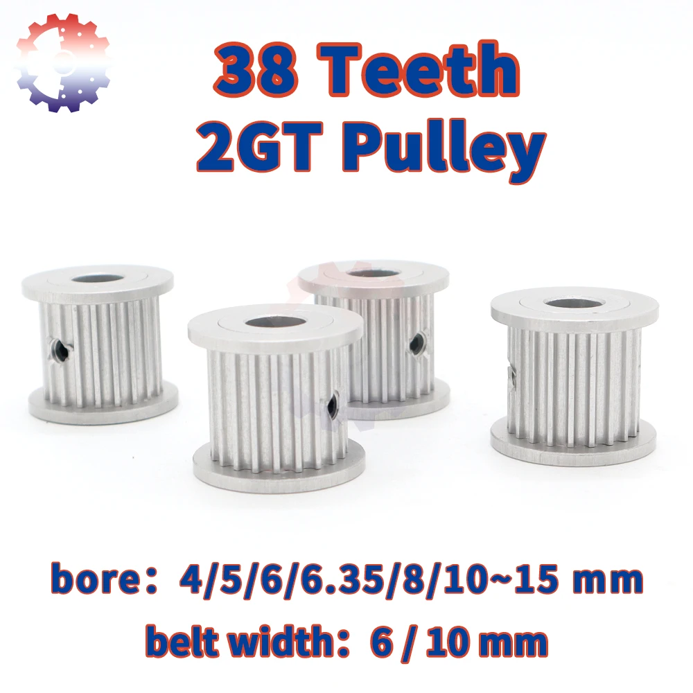 38Teeth 2GT Toothed Pulley GT2 Timing Pulley Bore 4/5/6~15mm 38 Teeth 38T Belt Pulleys Width 6 10mm Synchronous Wheel 3D Printer