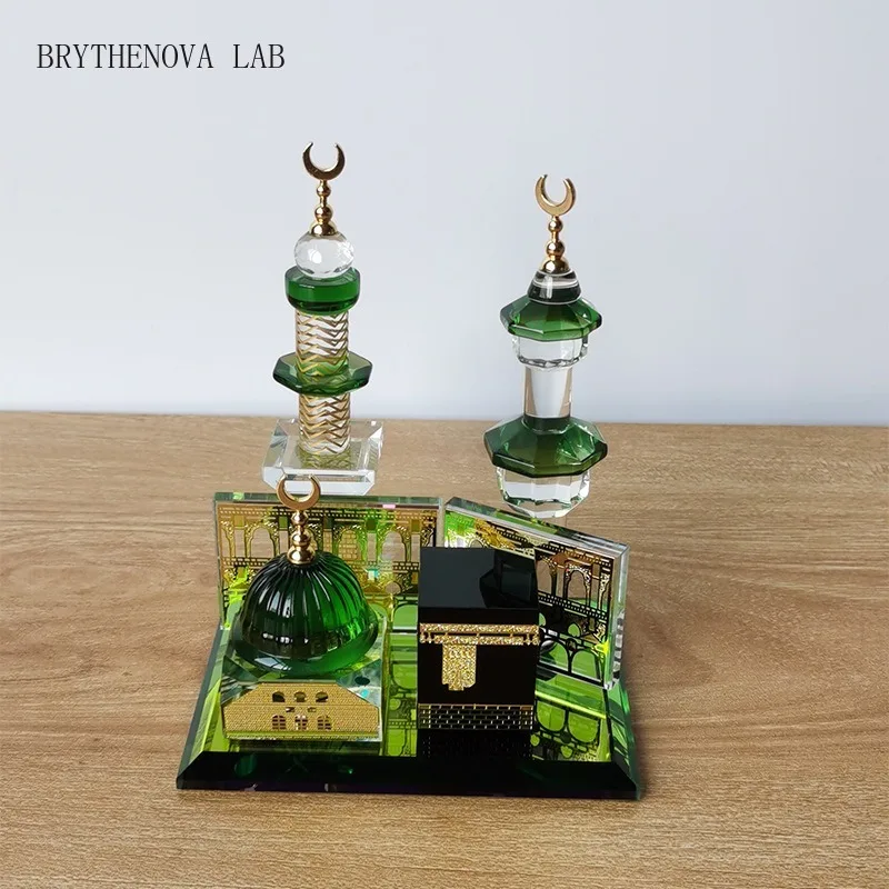 Saudi Arabia Travel Souvenirs Mecca Mosque Clock Tower Kaaba Minaret Crystal Middle Models East Muslim Desktop Ornaments Decor