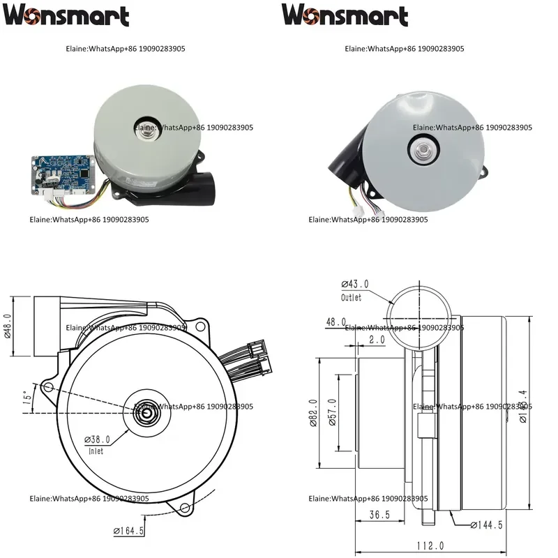 14kPa 30CFM Blower 48V Brushless DC Blower for Washing Machine Cleaning Machine