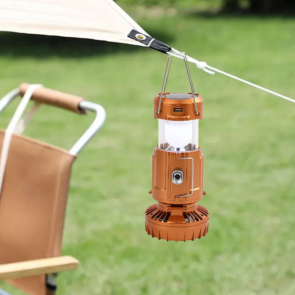 Солнечный фонарь для кемпинга с вентилятором, перезаряжаемый светодиодный фонарь, многофункциональный портативный светодиодный светильник для отключения электроэнергии, пешего туризма