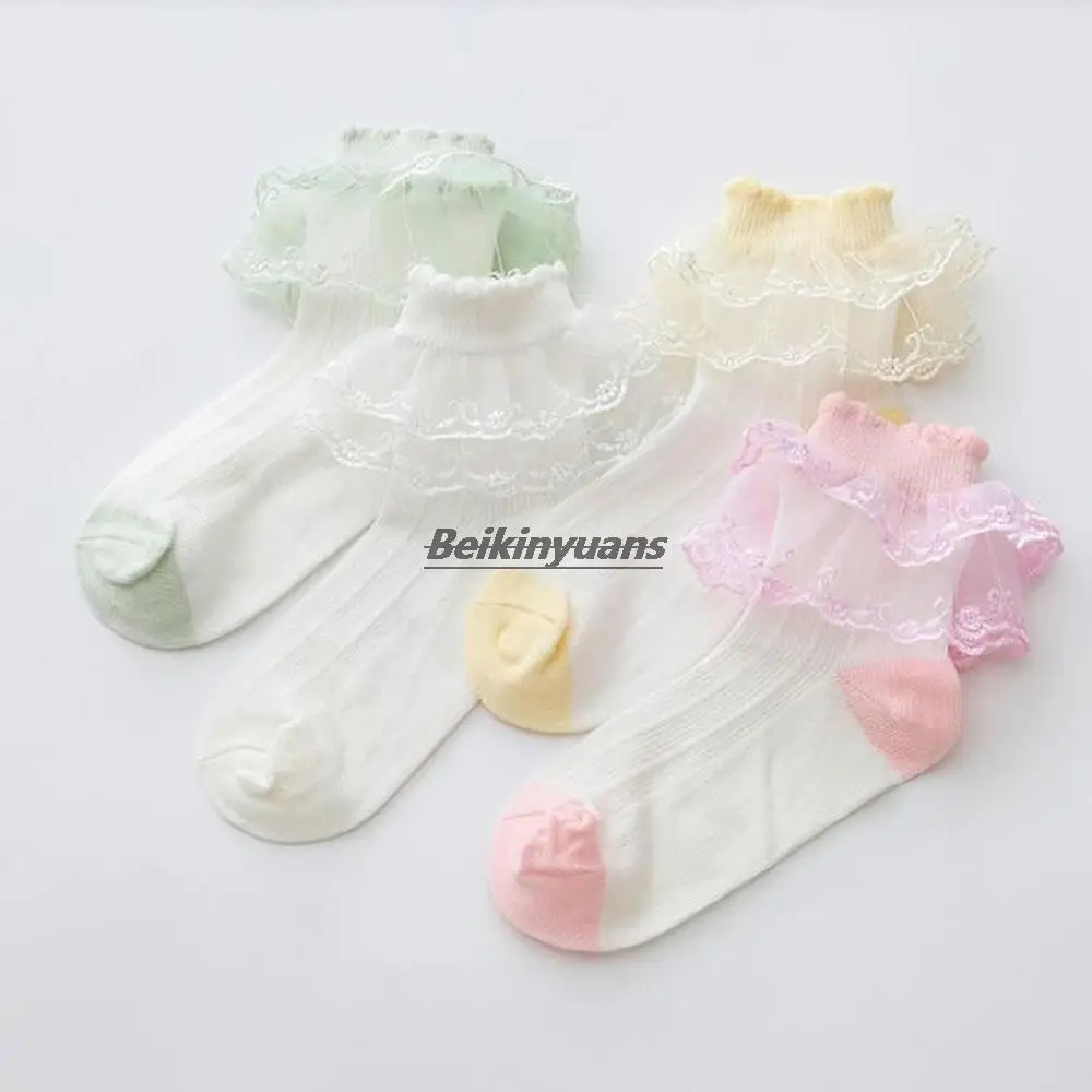 New spring and summer children's socks girls lace socks double lace dance Princess socks baby socks