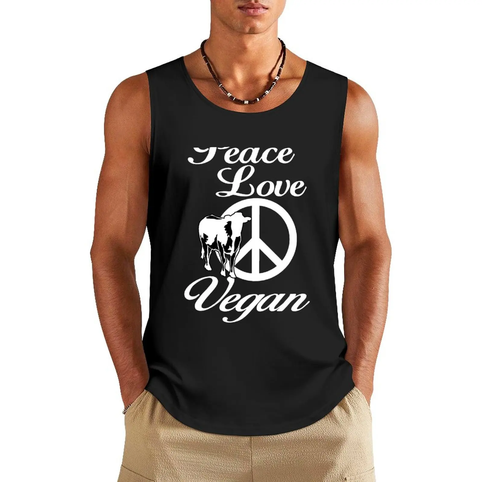 peace love vegan Tank Top plain t-shirt gym clothes man Sleeveless top quick-drying t-shirt