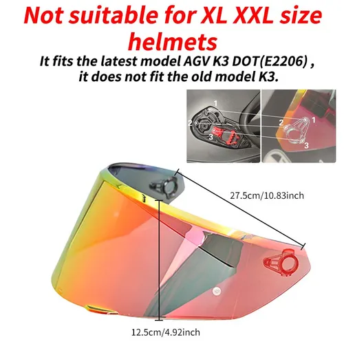 Imagen 2 del producto Visera para casco de motocicleta AGV K3 DOT E2206, lente de cristal, protector de parabrisas, visor, pantalla de gafas, accesorios de Mica antivaho