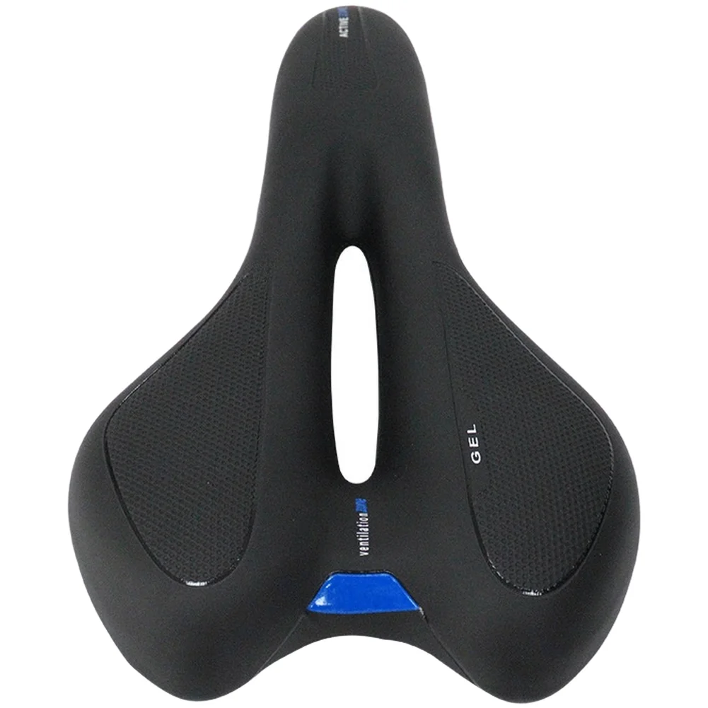 Hollow Design Bicycle Saddle with Silicone Foam Layer Breathable Airflow Dual Rails and Rear Reflective Safety