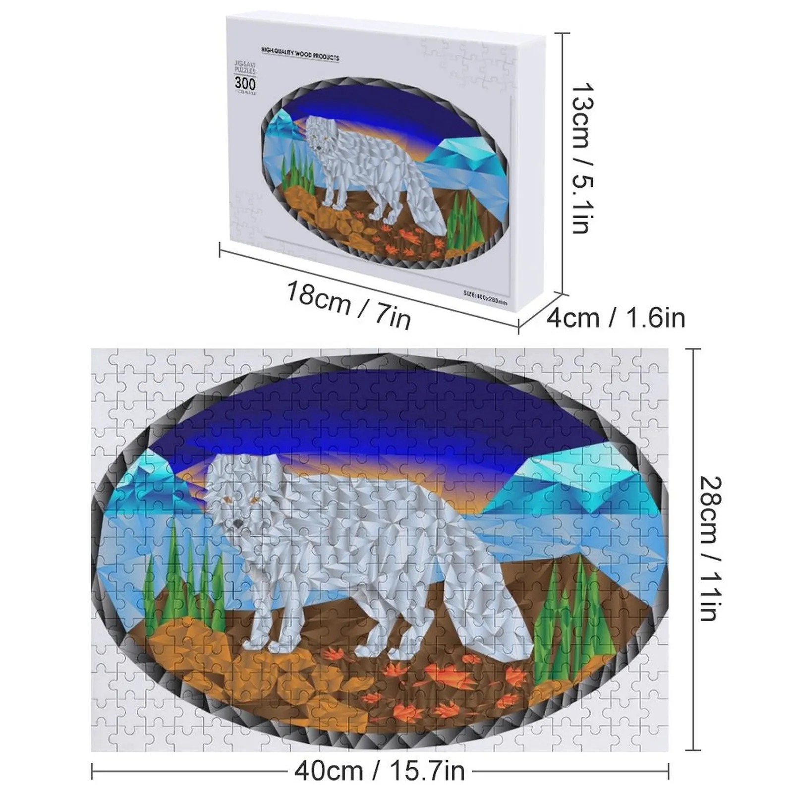 Puzzle drewniane z własnym zdjęciem, motyw: Arctic Triangle Fox, personalizowany prezent.