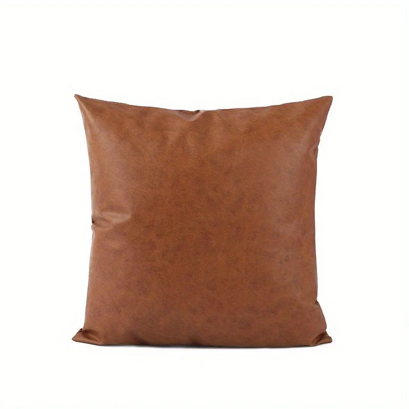 1pc Faux Leather Throw Pillow Covers  Thick Large Decorative Modern Boho Farmhouse Living Room Square Cases for Couch Bed Sofa