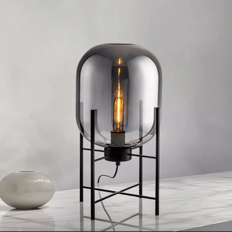 Nordic Creative LED Table Lamp Postmodern Bedroom Bedside Iron Glass Table Light For Living Room Study Desk Decoration Fixtures