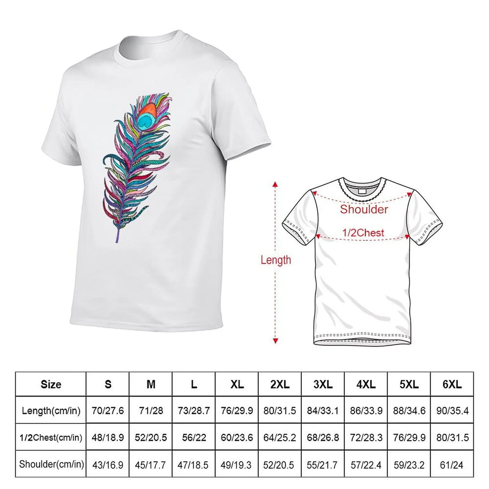 Peacock Leaf Zen T-Shirt heavyweights gifts for boyfriend mens white t shirts