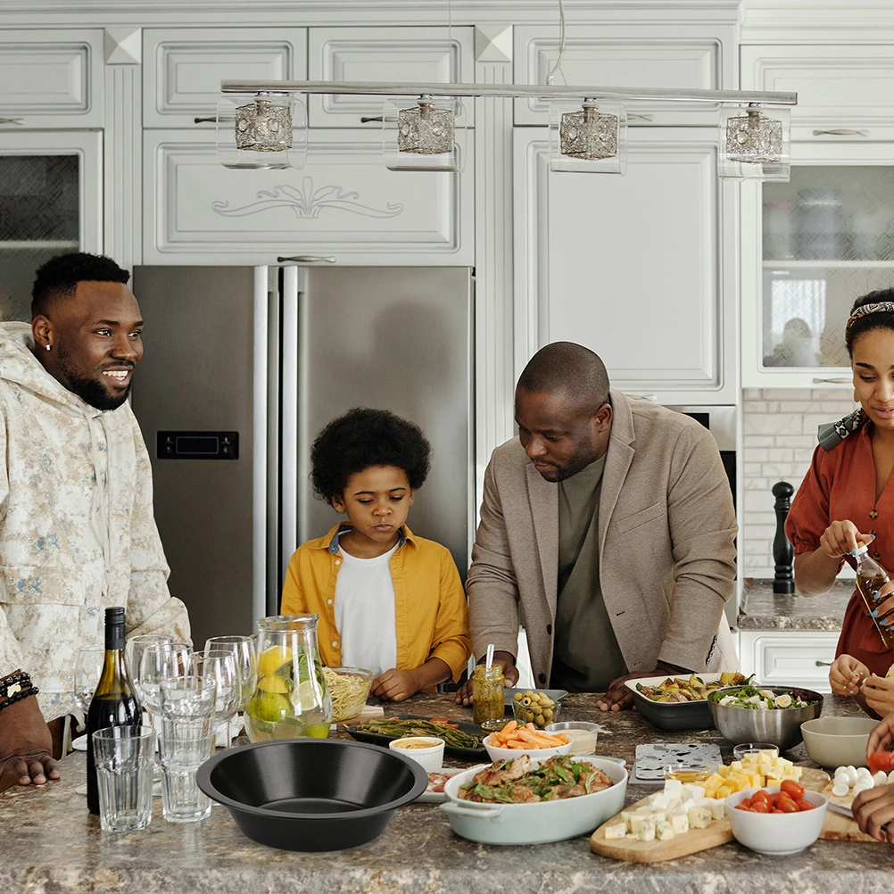 

2pcs Pizza Pan Round Carbon Steel Baking Tray Non-Stick Oven Bakeware For Cake Cookies Roasting Vegetables Serving Platter