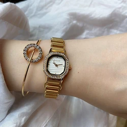 2024 New Fashion Simple Ladies Watch Quartz Small Stainless Steel Elegant Women Watches With Rhinestone Silver Gold Watch Women