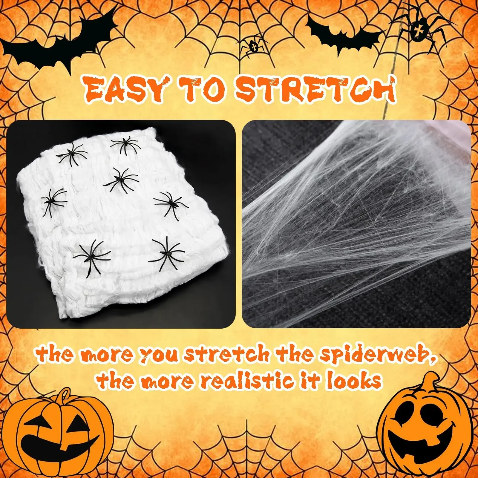 Grande teia de aranha stretch para decorações halloween, decorações interiores e exteriores