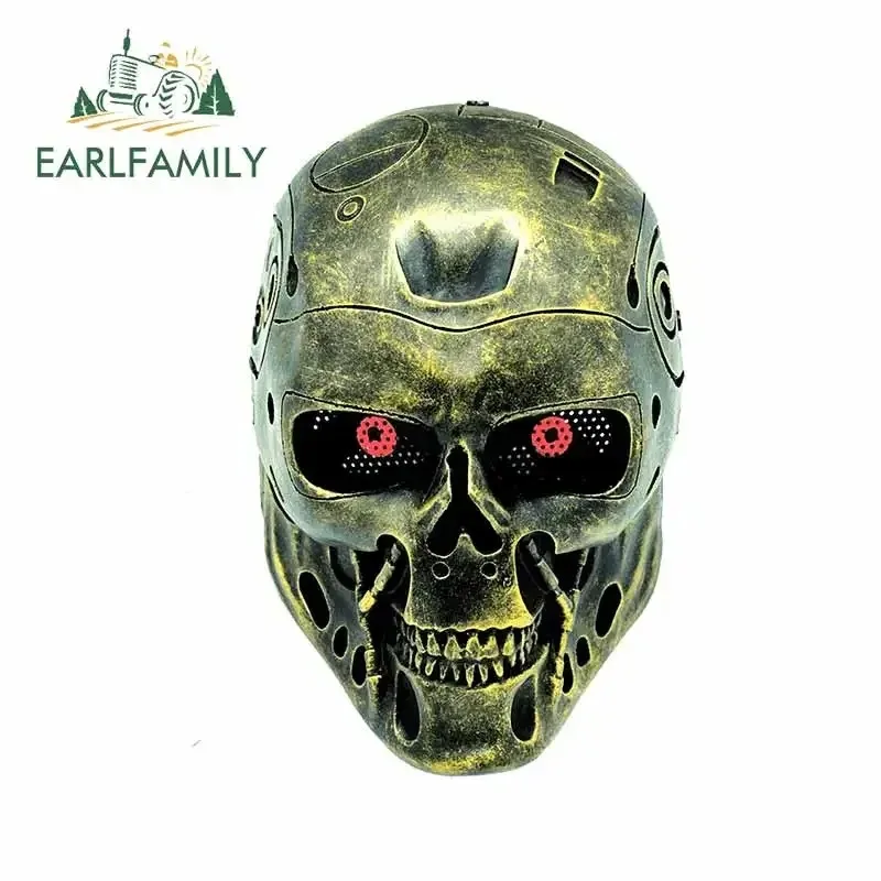 EARLFAMILY 13cm x 6.9cm for Terminator Head Fine SUV Car Stickers Waterproof Scratch-proof Sticker Bumper Decoration DIY Decal