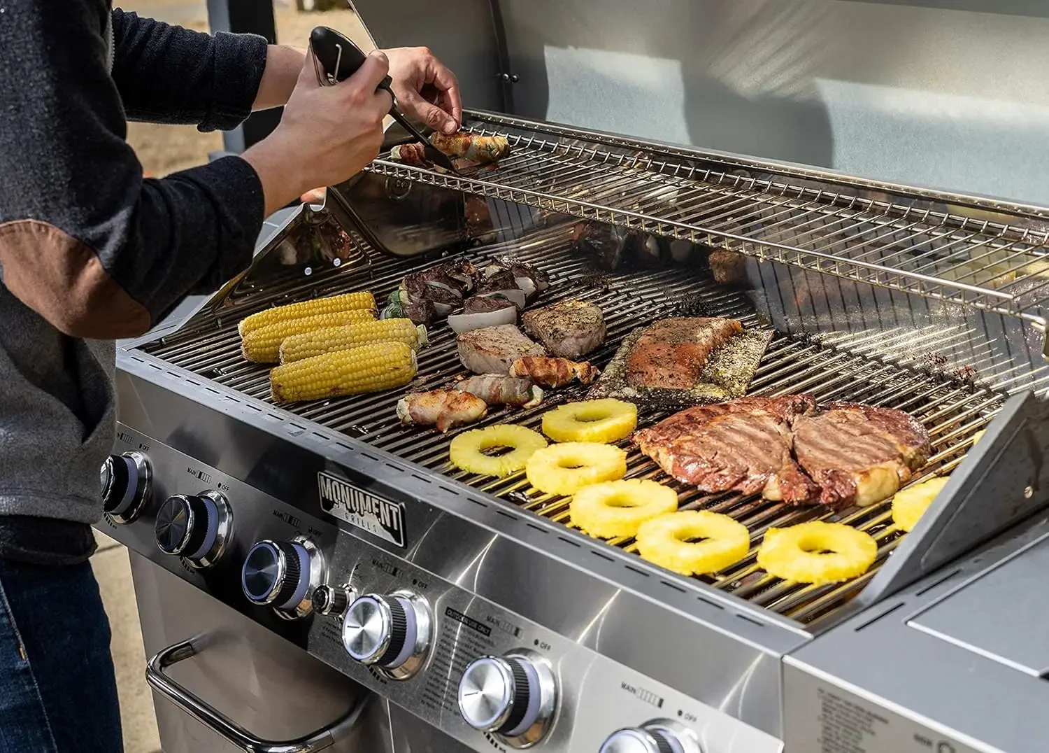 6-Burner Stainless Steel Cabinet Style Propane Gas Grill with BBQ Cover(2 Items)