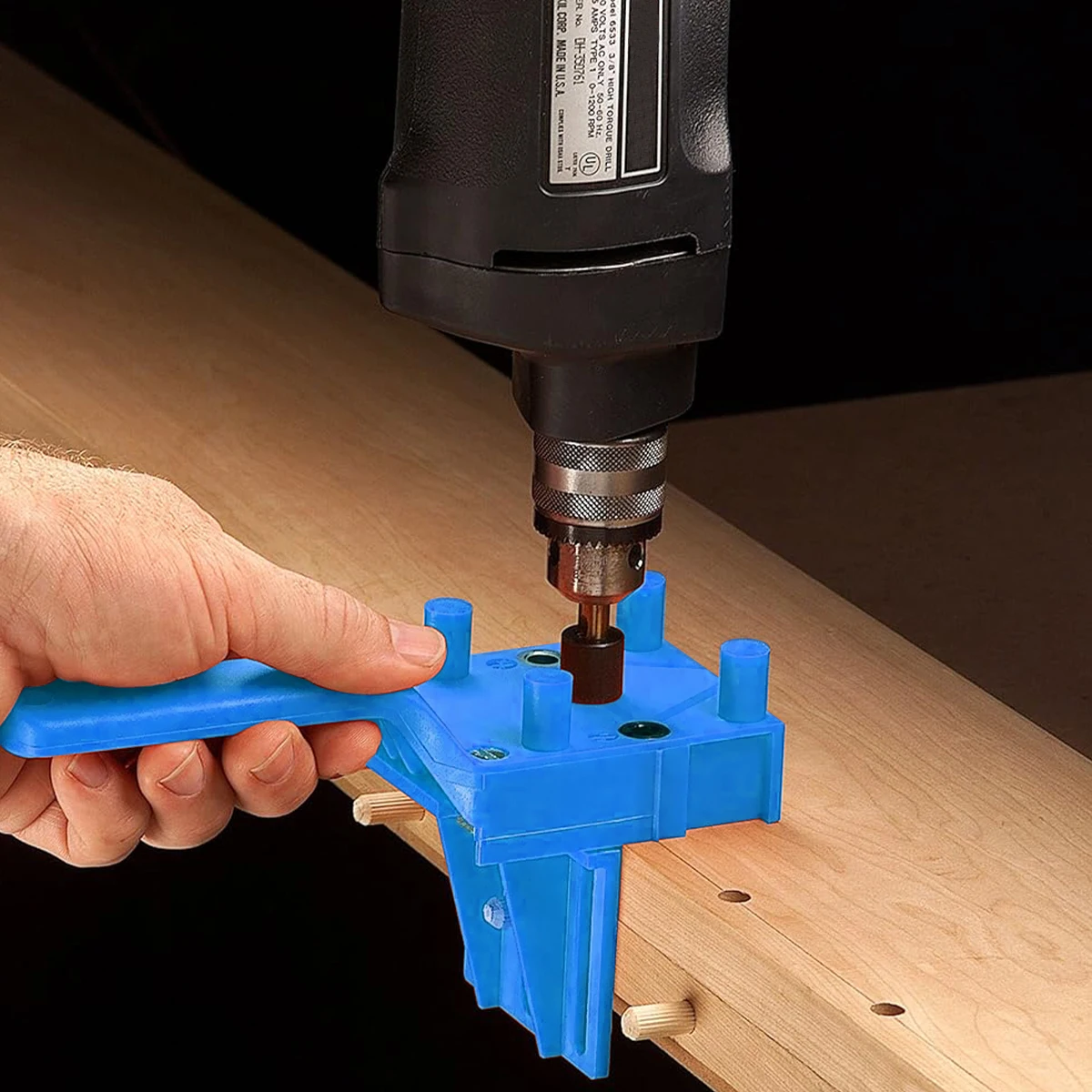 ABS Plastic Handheld 6/8/10mm Woodworking Bit Hole Punch Locator,Blue Drilling Positioner