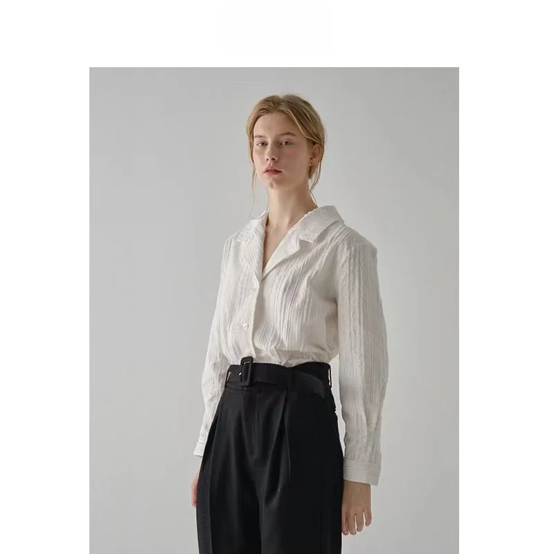 

Autumn Winter New Full Cotton Embroidered Ice Texture Suit Jaet Sle irt round Ne Long Sve Commute Sle Pure ...