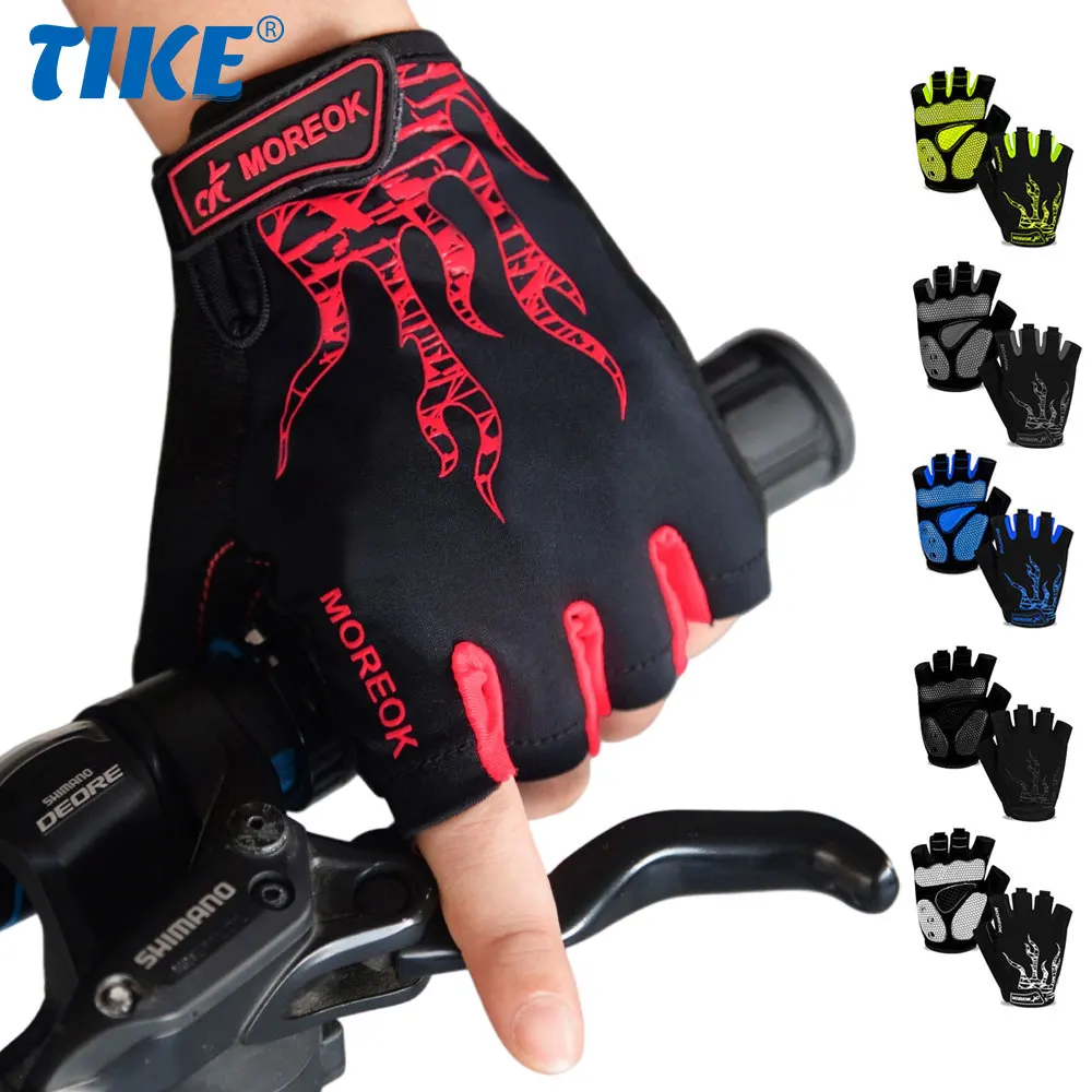 Cycling Gloves Half Finger Padded Bike Gloves Cycling Mountain Road Bicycle Biking Fingerless Gloves Anti-Slip Shock-Absorbing