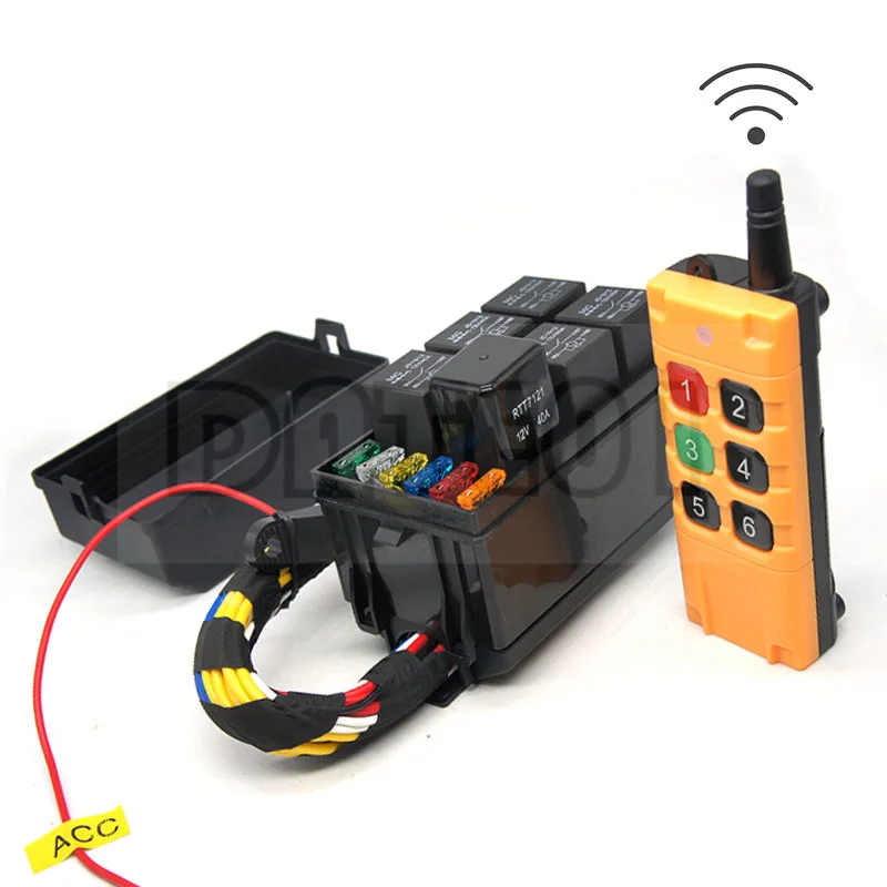 6 Way 40A Wireless Remote Control Electromagnetic Magnetic Relay Fuse Box  Wire Safety Box Modified Vehicles12v24v Car Relay