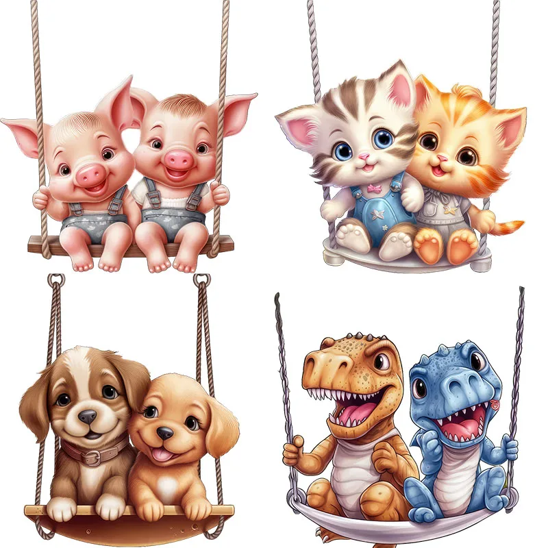 Three Ratels Q8 Cute Cartoon Animal Swing Kids Bedroom Wall Stickers