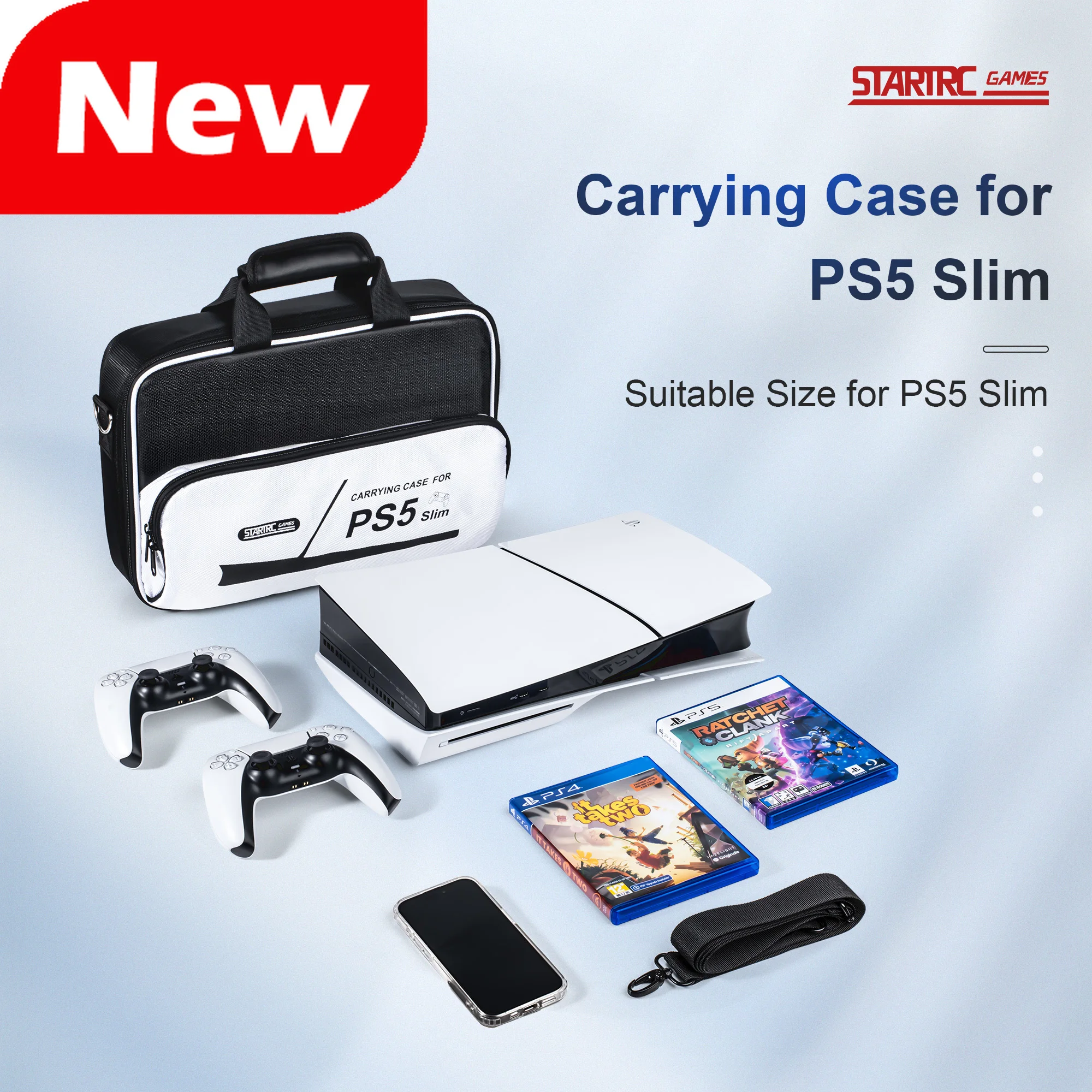 

Suitable for Sony PS5 Slim Game Console Storage Bag, Host Handle Full Set of Accessories Storage Box Portable Crossbody Bag