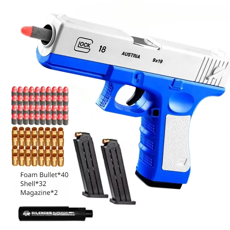 Brinquedo educativo Pistola Shell Ejectando Gun, espuma macia Bala Blaster para crianças, meninos, adultos Airsoft Crianças, presente de aniversário, G17