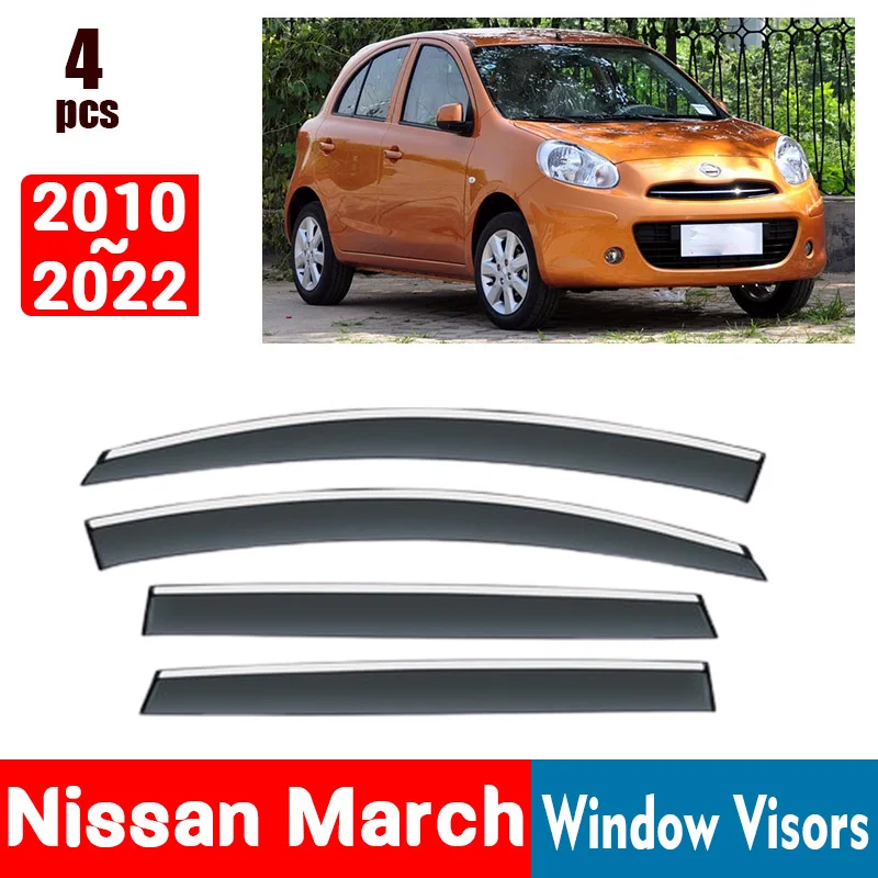 

FOR Nissan March 2010-2022 Window Visors Rain Guard Windows Rain Cover Deflector Awning Shield Vent Guard Shade Cover Trim