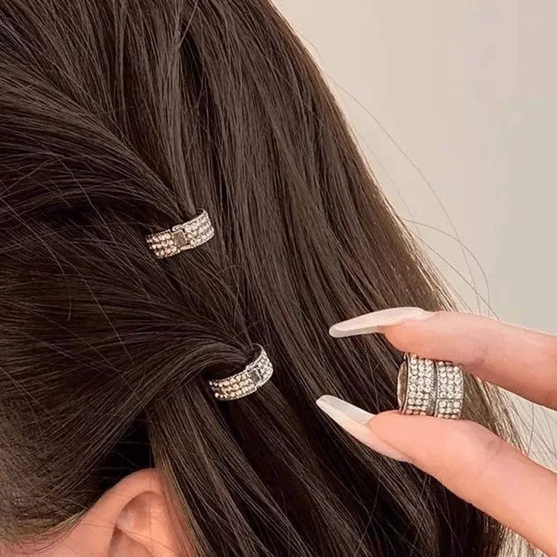 Crystals Metal Mini Circular Hair Clip Holder Forehead-side Claw Clip Fashion Headwear Ornament Jewelry Accessories 6pcs lot view 2