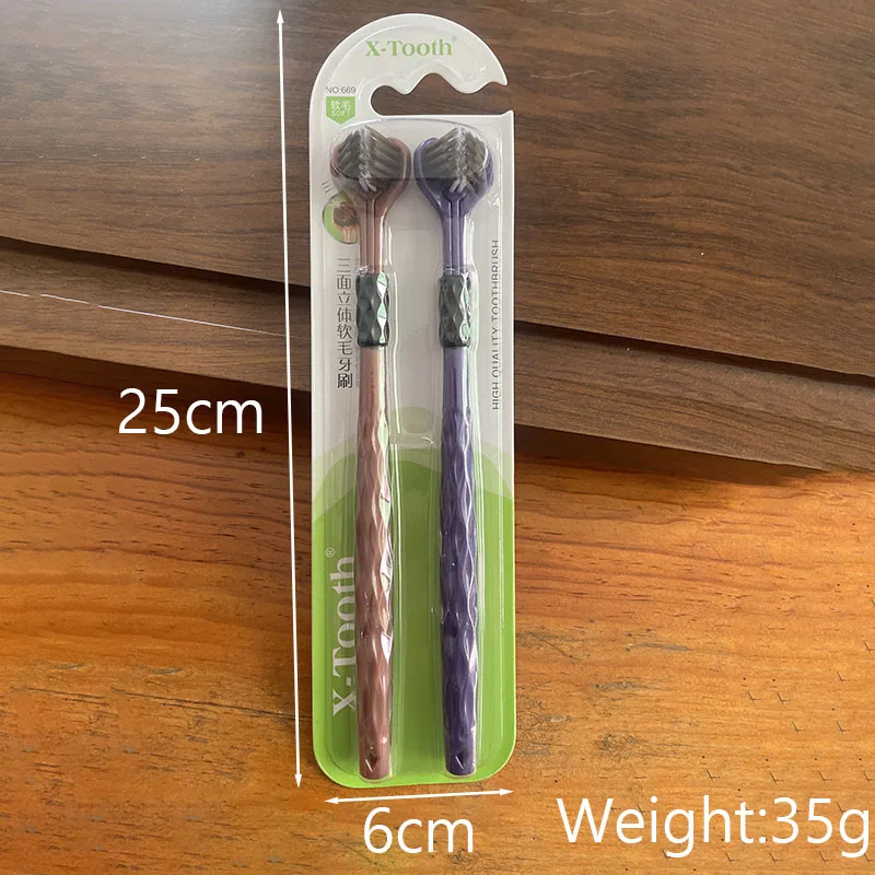 High-quality Three Sided Toothbrush For Couple Suit 3D Wrapping Style Soft Hair Scraping Tongue Coating For Adult Household Use