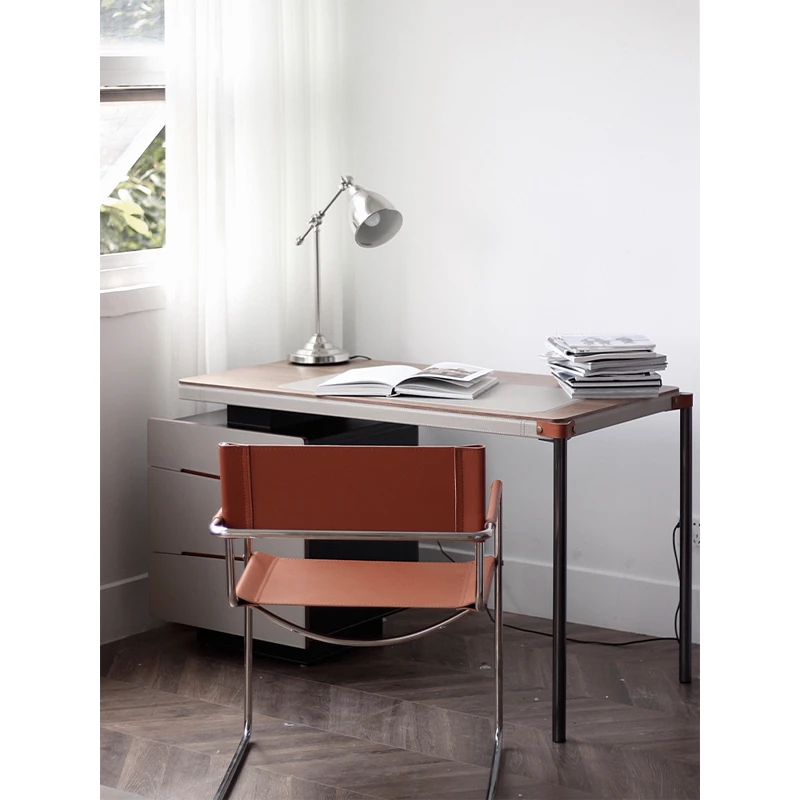 

Creative luxury leather desk, computer combination, minimalist