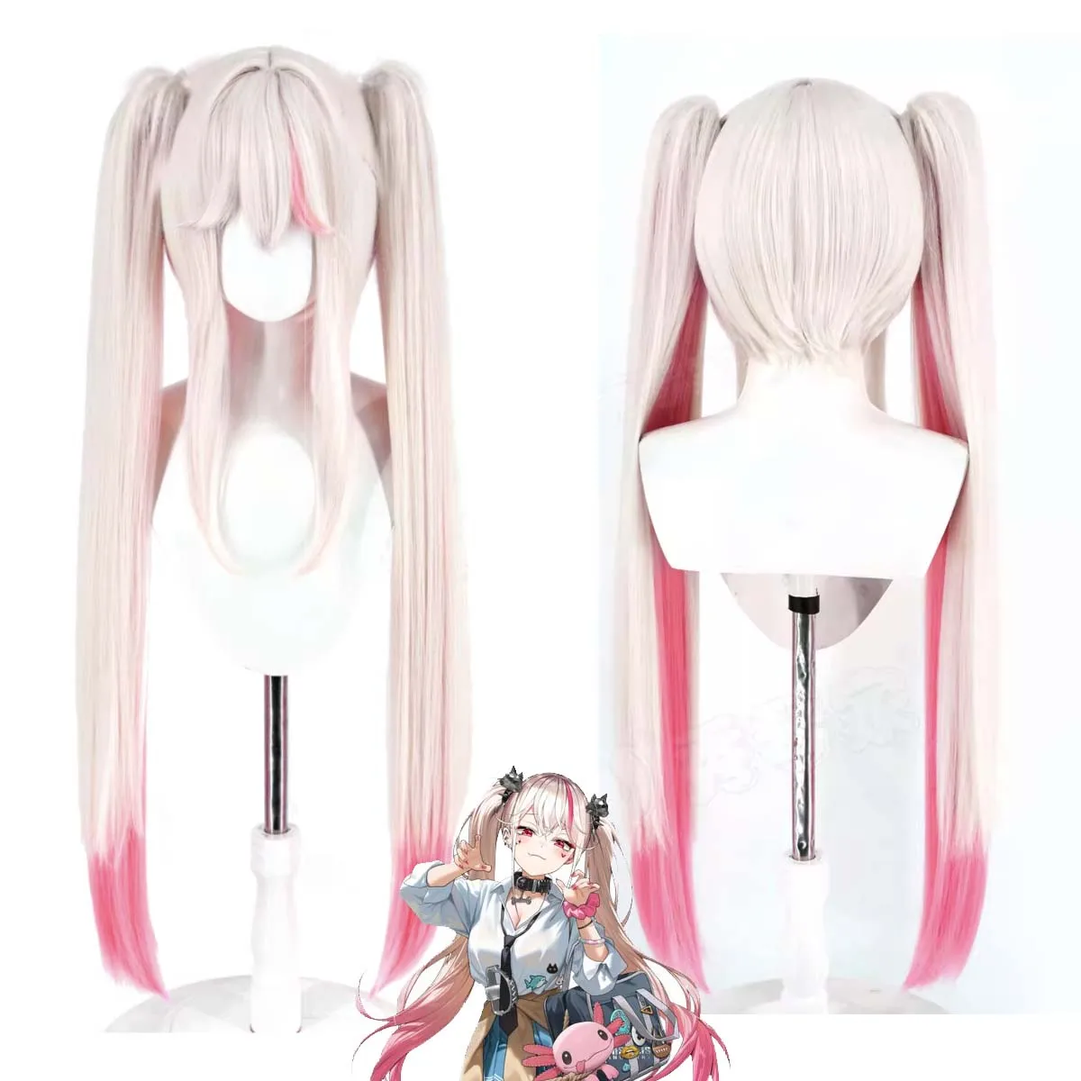 

Женский парик для косплея в стиле джакала/волка, серебристо-розовый, с смешанным ворсом, для ролевых игр и вечеринок