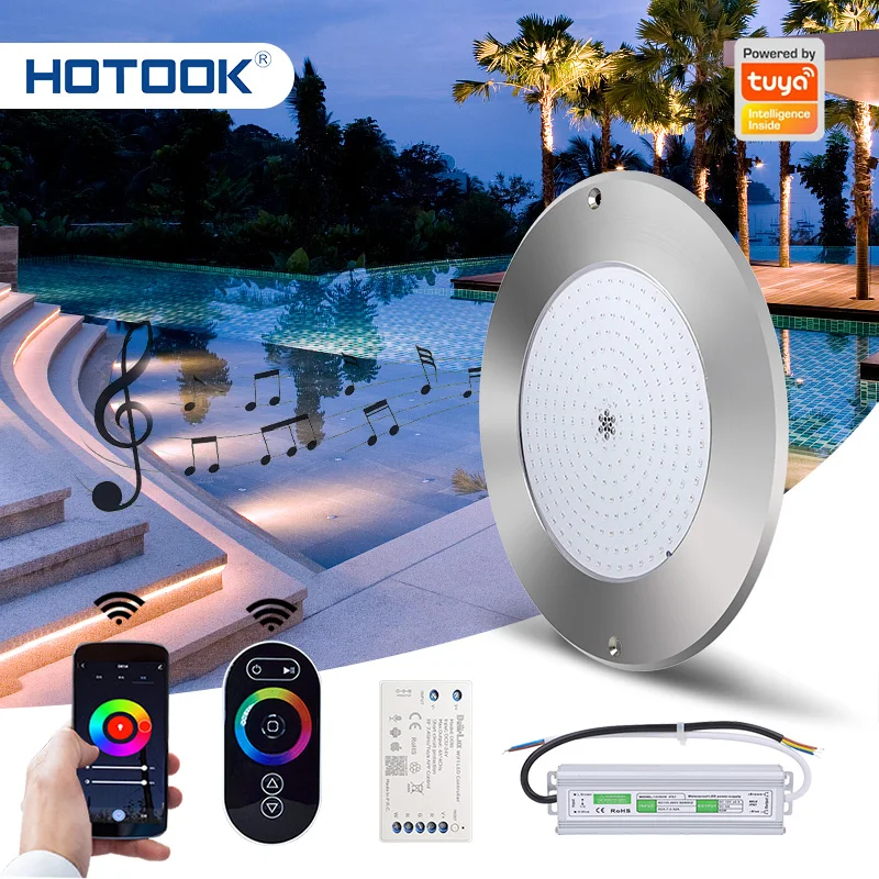 Smart App Music Controlled Led Pool Light Underwater Slim 3mm Stainless Steel 316L Wall Mounted 35w RGB Pool Light Wifi