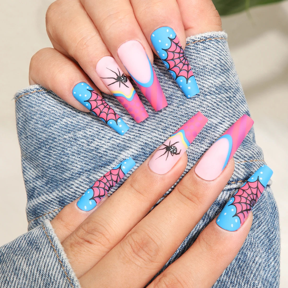 10 Uds. De uñas postizas desmontables cortas Y2k con diamantes de imitación y pegamento para Ballet, puntas de uñas postizas artificiales dulces y frescas para niñas