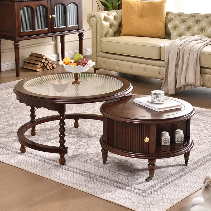 size combination round living room TV cabinet coffee table combination