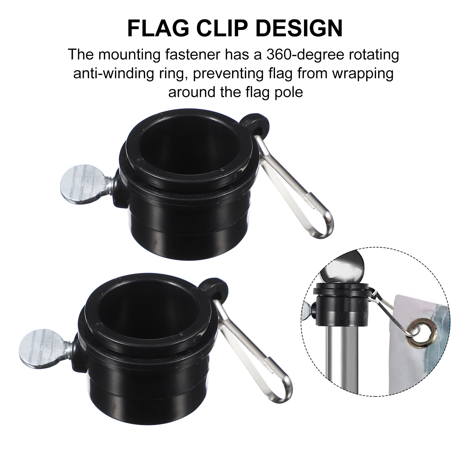 2 Pcs Flag Holder Ring Flagpole Attachments Suite Fasteners Rings Plastic Parts Rotating Accessories