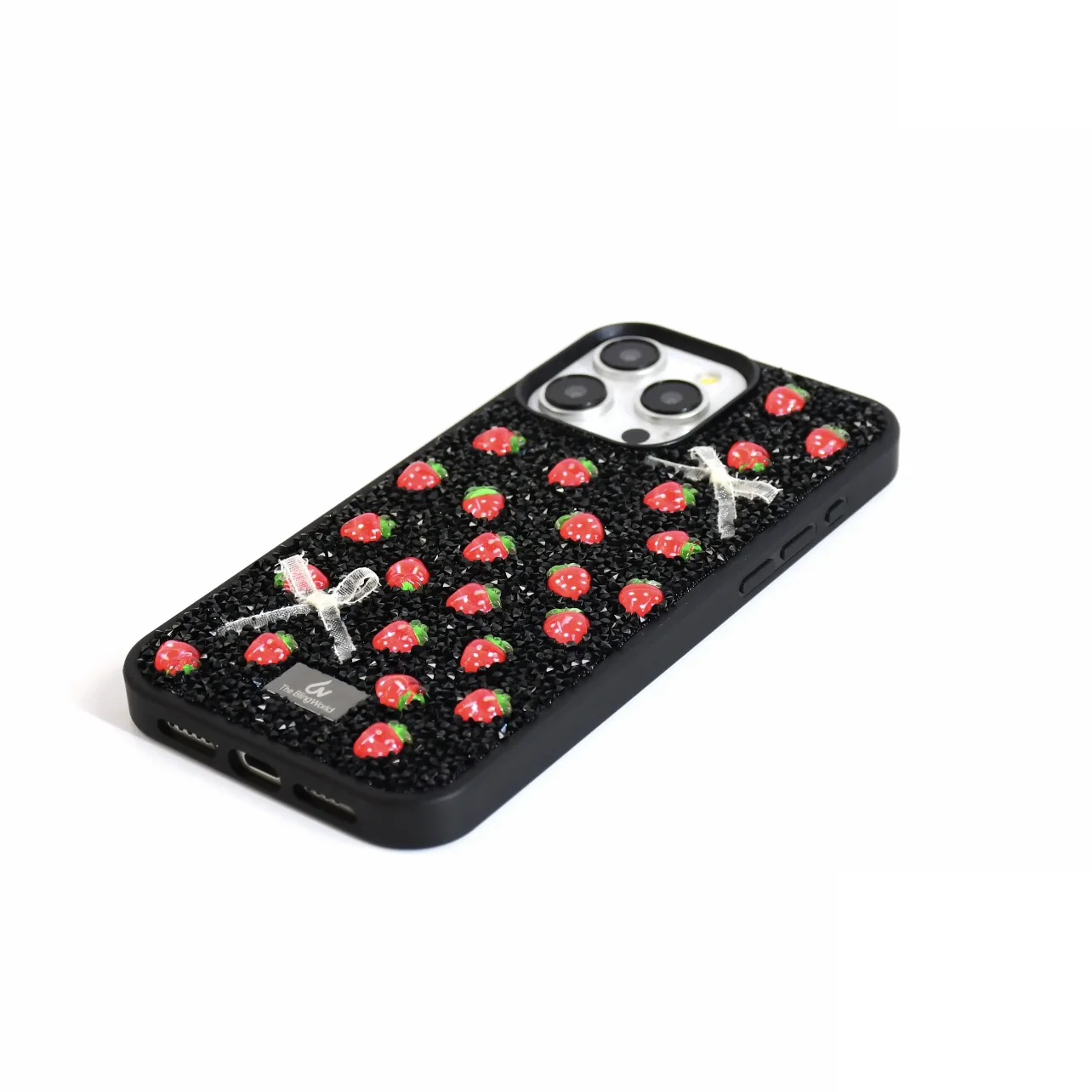 Premium Rhinestones For Apple 16pro 15 14 13 12 Iphone11 Phone Case Bling With Diamonds Personalized Creative Strawberry Cherry