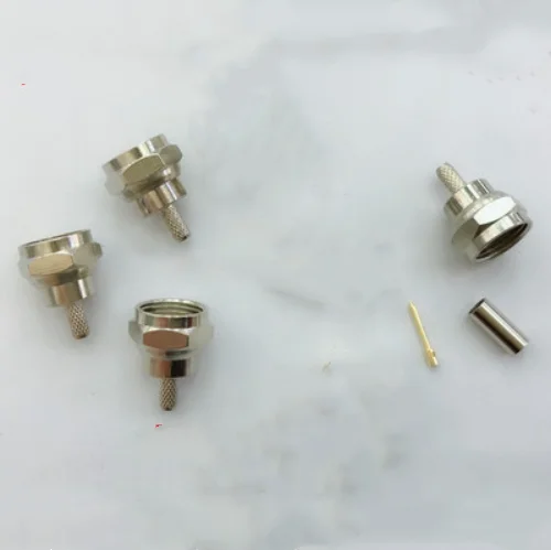 10pcs Connector F Male Plug Crimp for RG174 RG316/RG58 Cable  RF Coaxial connectors