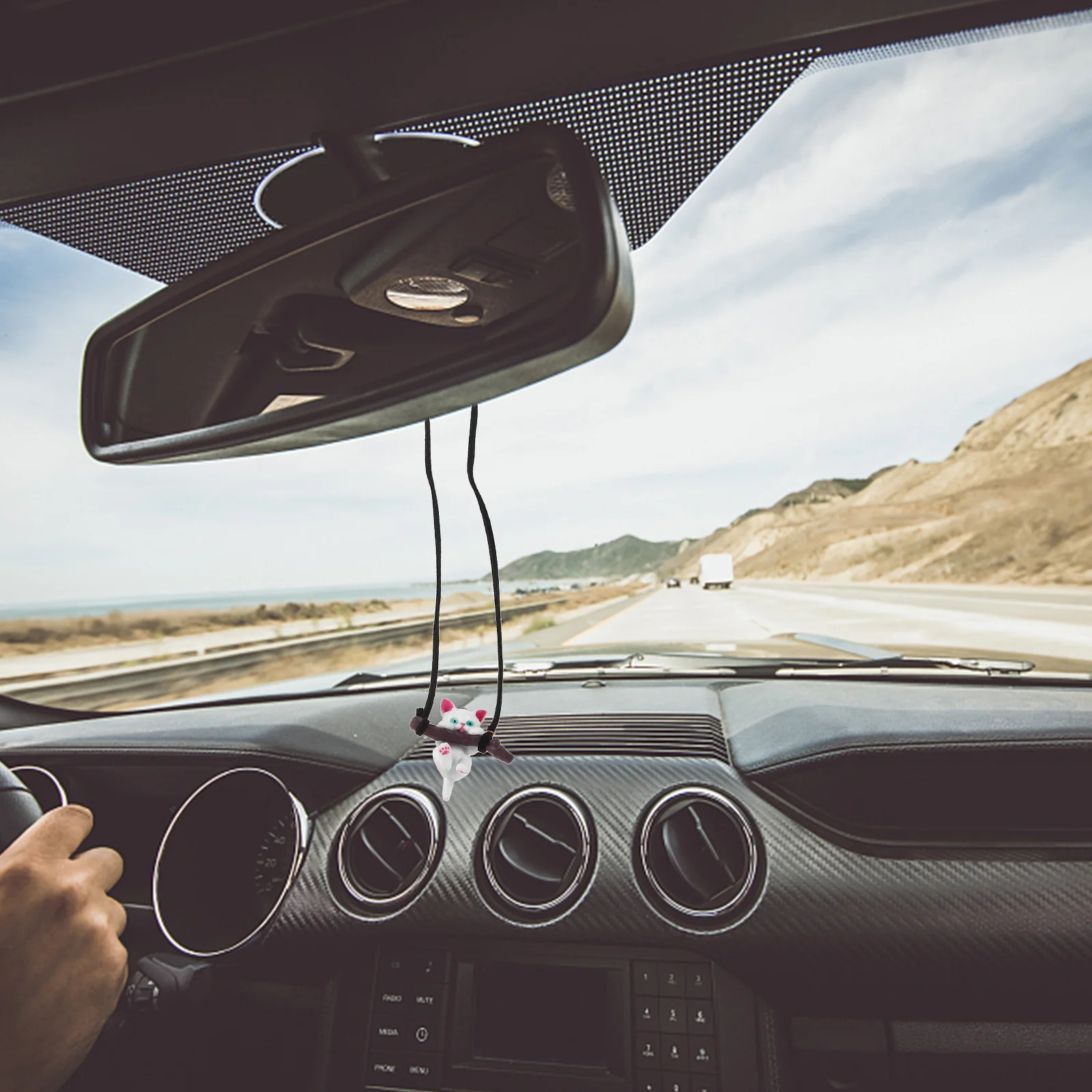 

Cat Car Pendant Branch Design Interior Rearview Mirror Hanging Ornament Kitten Charm Decorative Car Hanging Decor Accessories