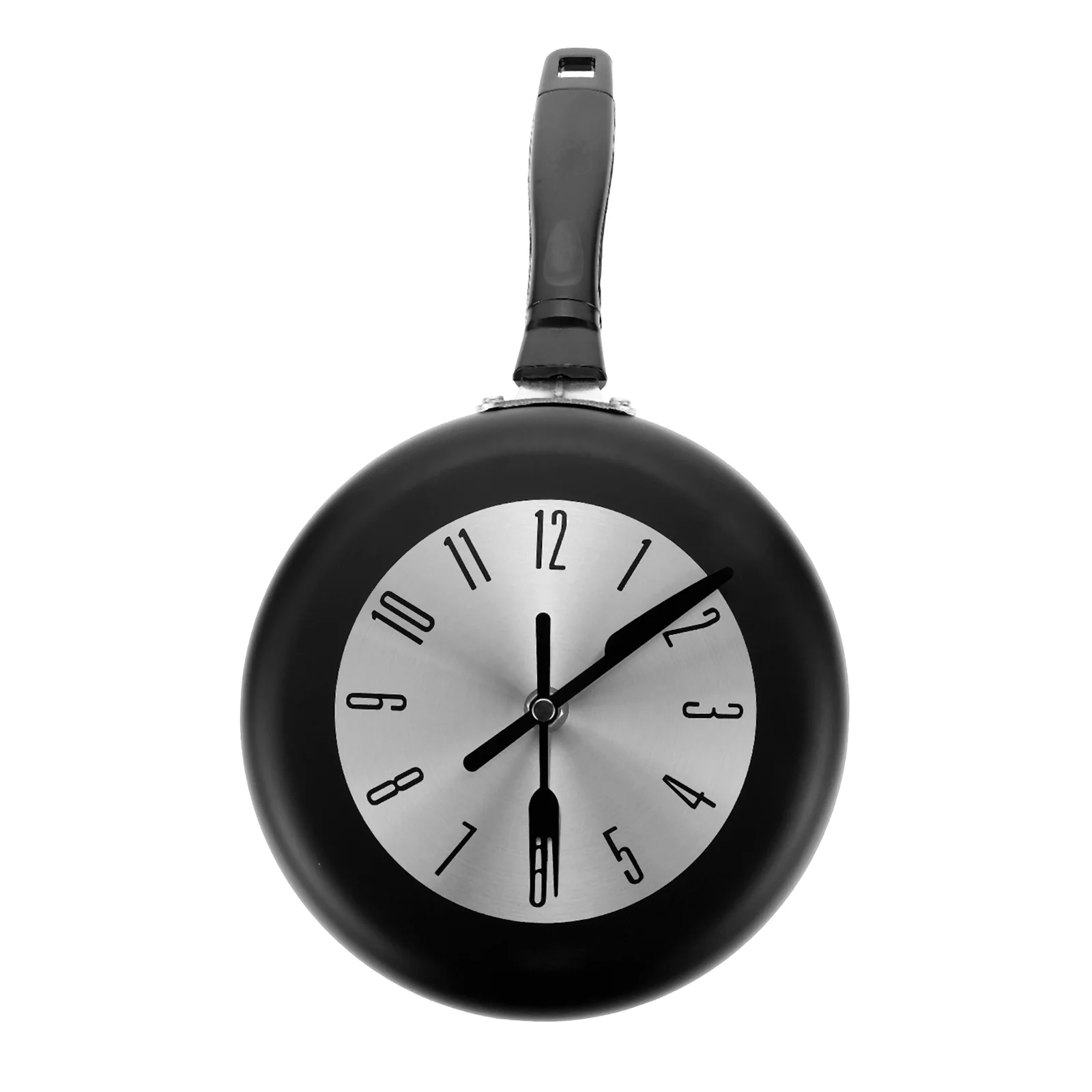 

Quartz Clock Hanging Kitchen Wall Skillet Decor Stainless Steel Rustic Farmhouse Frying Pan Silent Sweep Accurate Time