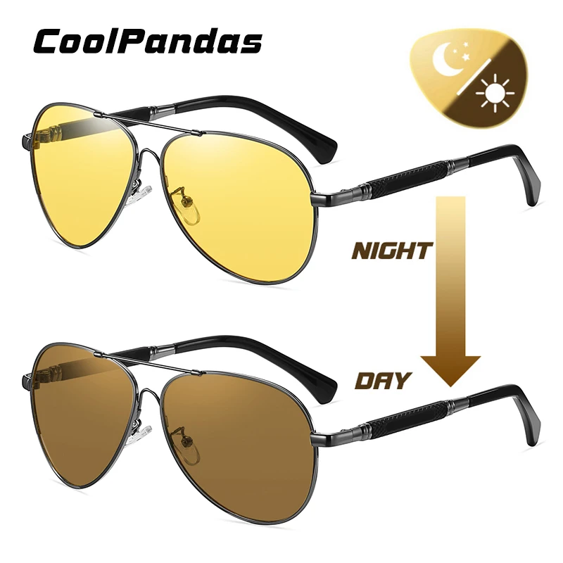 CoolPandas Aviation Sunglasses Men Polarized Photochromic Glasses Women Night Vision Driving Goggle High Quality zonnebril heren