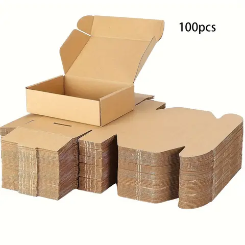 100pcs Super Hard Kraft Paper Airplane Boxes - Small Square Paper Boxes for Gift Wrapping and Mailing