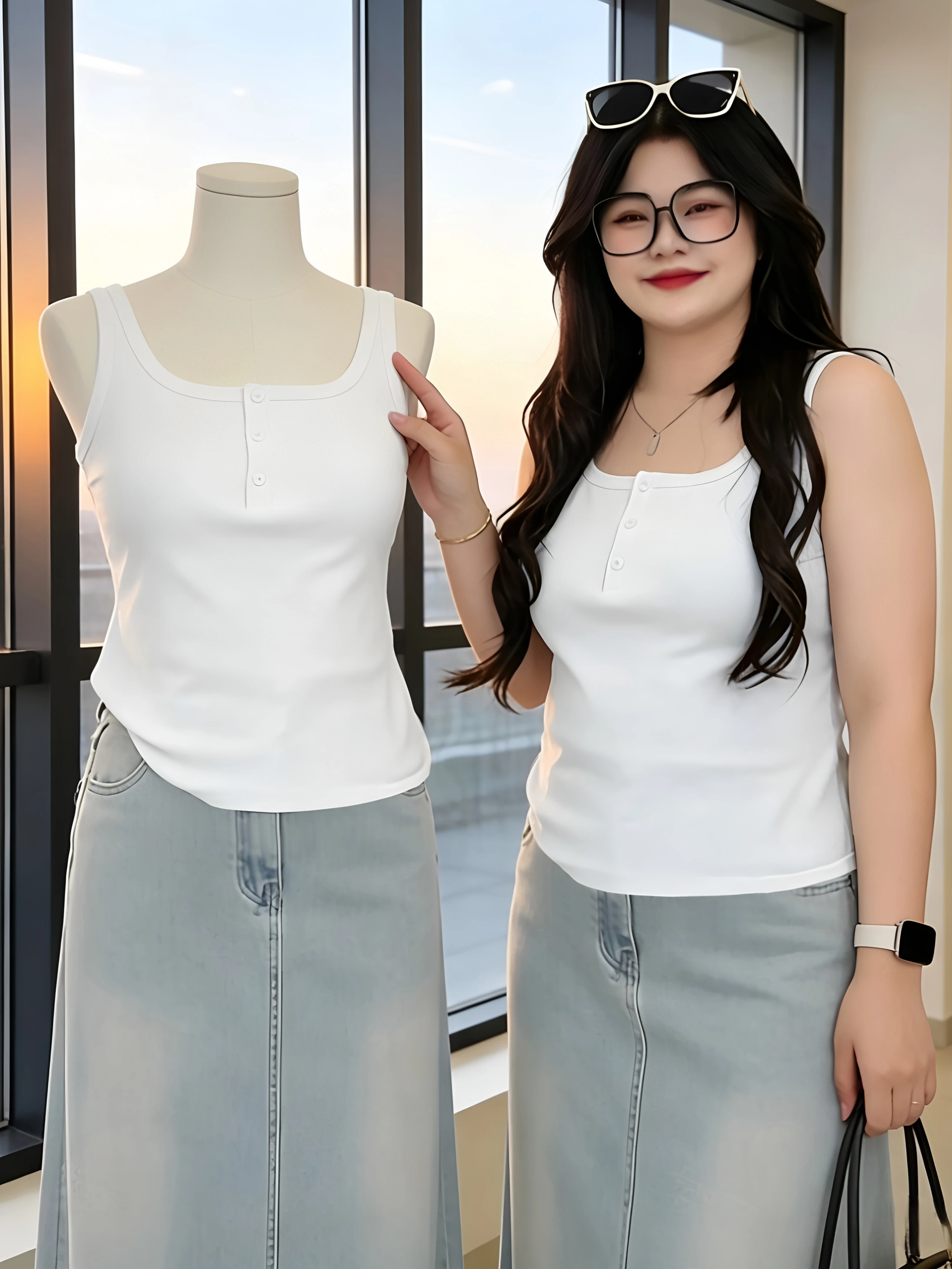 Women's Slim Fit Button up Camisole Tank Top 95 Cotton Sleeveless Summer New Style Big Size Inner Wear Outer Wear Base Layer