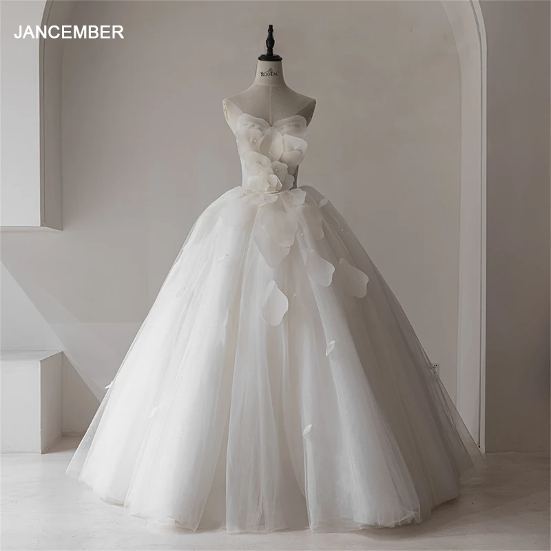 

Jancember Elegant Gorgeous Ball Gown Wedding Dresses Strapless Backless Bride Gowns Lace Sweep Train vestidos novias boda