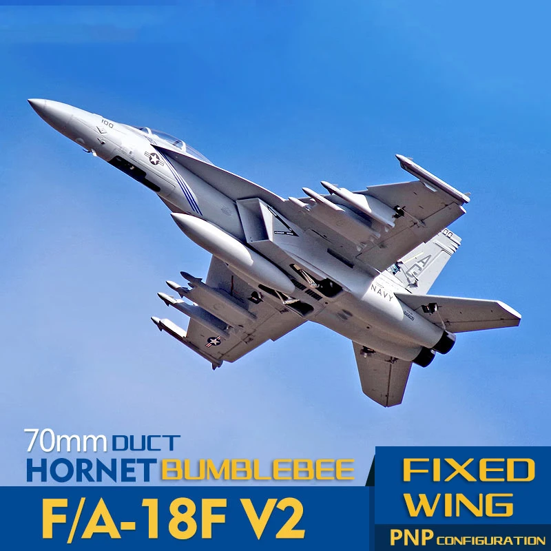 Fms Edf Jet F18 Pnp F/A-18f V2 Bumblebee 70mm Duct Fan Electric Model Aircraft Remote Control Assembly F-18 Hobby Rc Aircraft