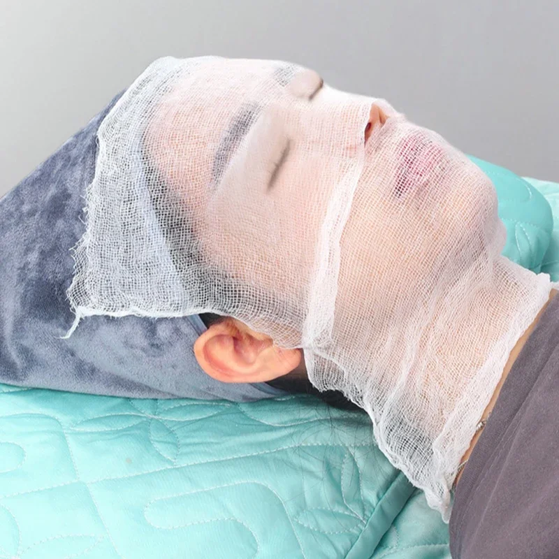 50/100 قطعة من كتلة شاش التجميل الناعمة من القطن الخالص تطبيق قناع ناعم كتلة شاش التجميل قناع غير قابل لإعادة الاستخدام إدارة العناية ببشرة الوجه الخاصة