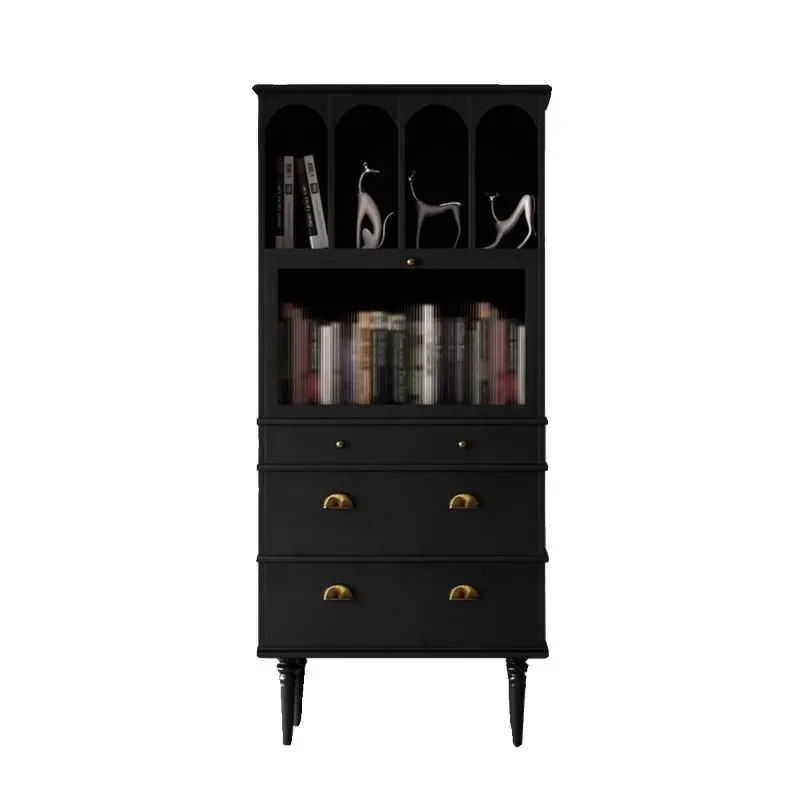 Retro American side cabinet Medieval multi-functional display cabinet Wine cabinet French solid wood bookcase