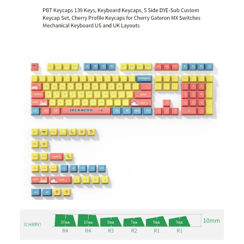 139-Key PBT Keycaps Wear Resistant PBT Keycaps High Precise Craftsmanship