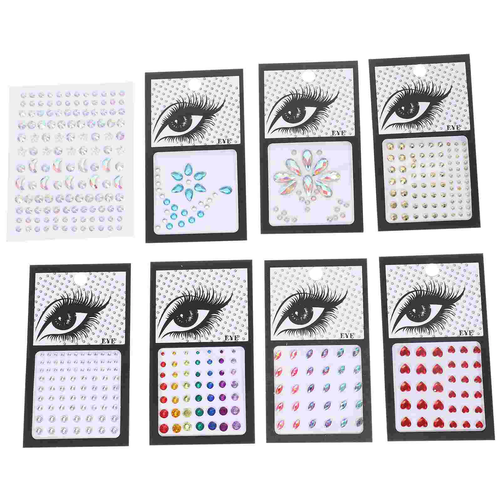 

8 Sheets Facial Rhinestone Stickers Unique Face Jewels Gems for Makeup Nail Self Adhesive Body Eye Rhinestones Decals