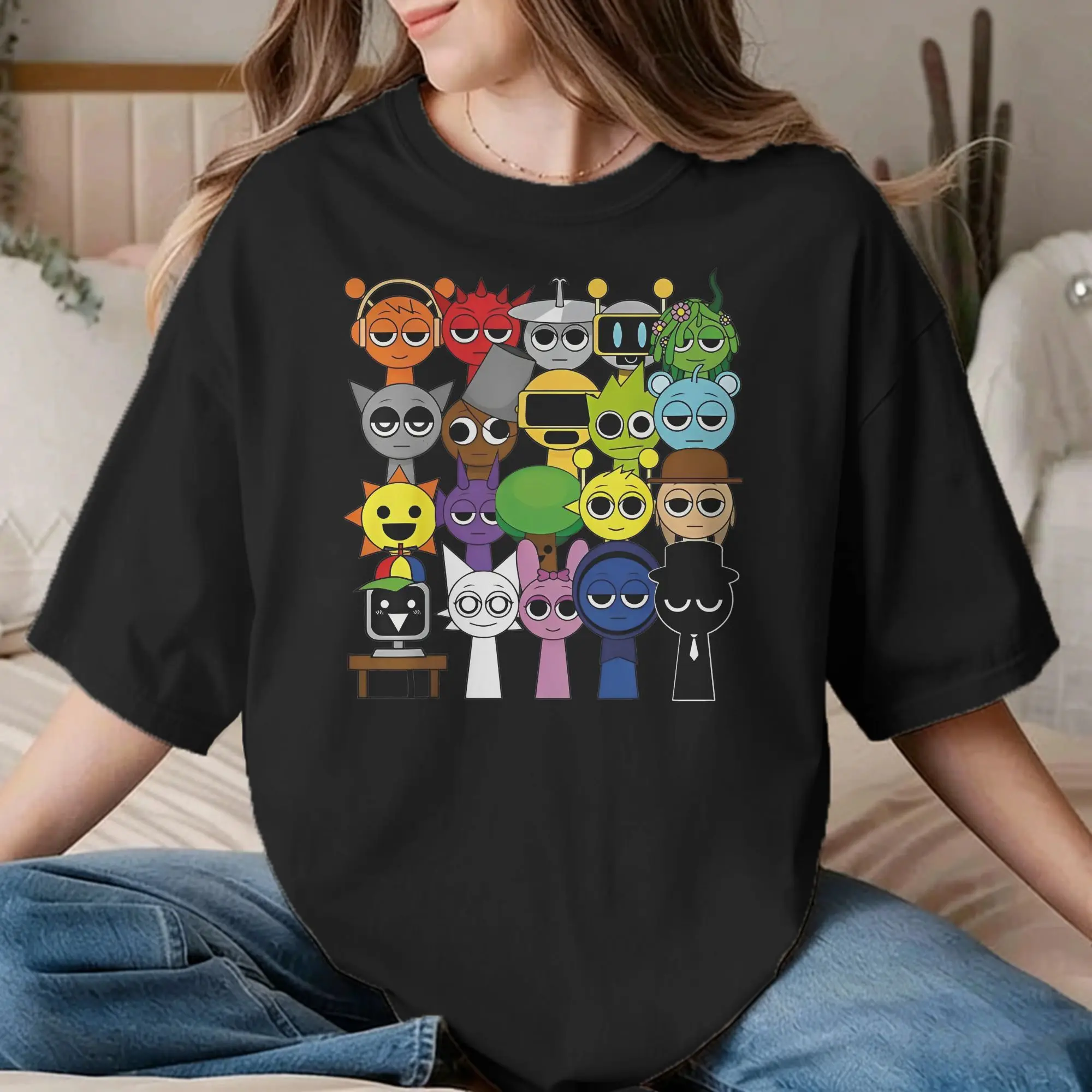 Men Women's T-Shirts Sprunki Game Humorous Cotton Tees Short Sleeve Vineria Oren Raddy T Shirts Round Collar Clothes Unique